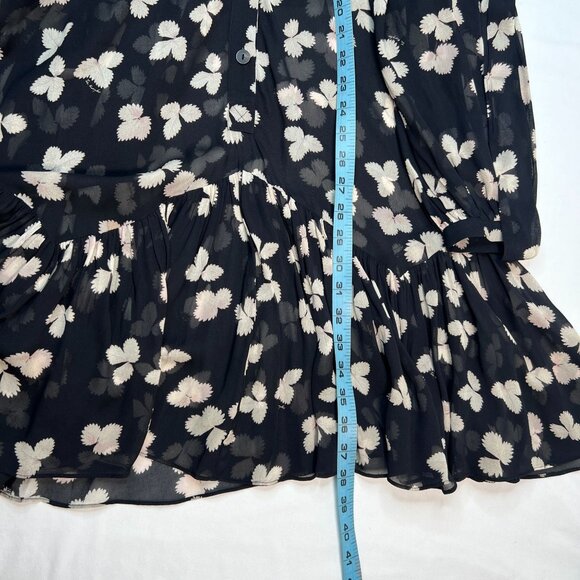 The Kooples Naive Flowers Chiffon Mini Dress Black Belted US Large - Picture 12 of 16